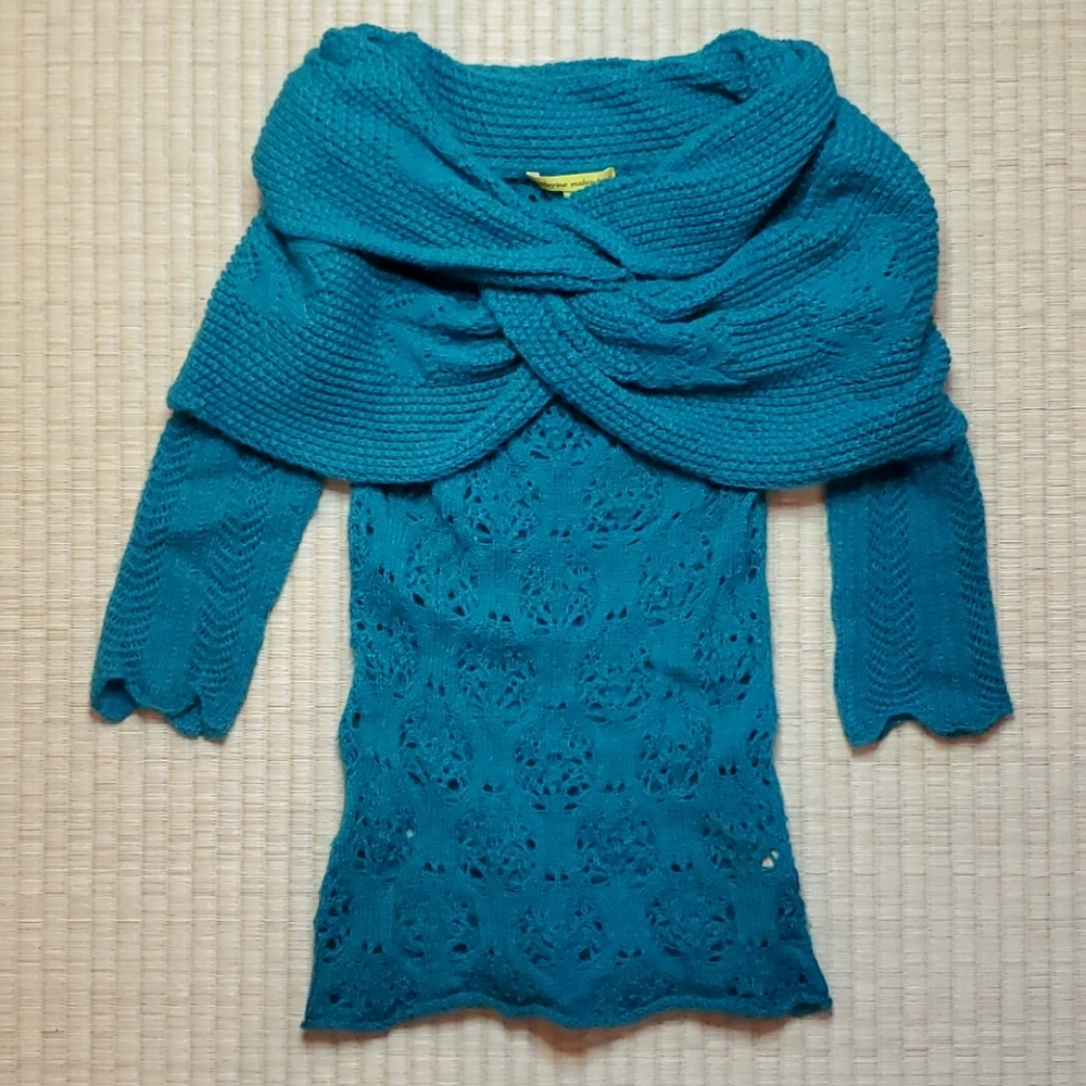 Catherine Malandrino Crochet Off-Shoulder Sweater